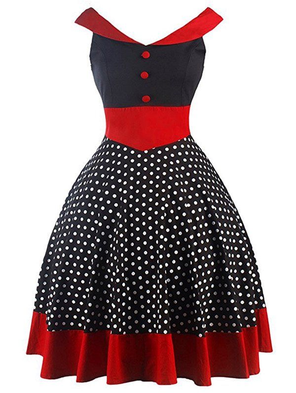 [41% OFF] 2021 Vintage Polka Dot Mini Pin Up Dress In RED | DressLily