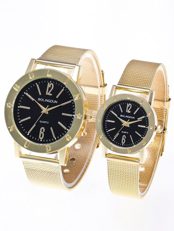 Steel Mesh Band Montres couple - d'or 