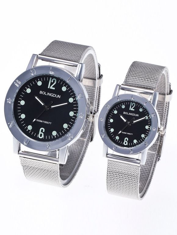 Steel Mesh Band Montres couple - Argent 