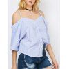 Spaghetti Strap Stripe Button Up Top - Bleu XL