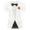 Bow Tie and Flower T-shirt imprimé - Blanc 3XL