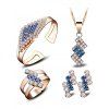 Strass Collier géométrique Boucles d'oreilles Bracelet avec anneau - Bleu ONE-SIZE