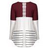 Color Block Lace Panel Striped Tee - Clairet S
