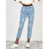 Distressed Jeans taille élastique - Bleu clair L