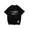 À manches courtes imprimé poissons T-shirt - Noir XL
