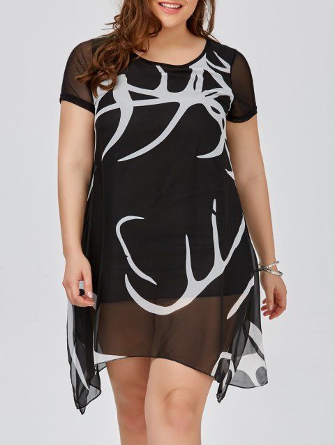 Black Asymmetric Chiffon Dress