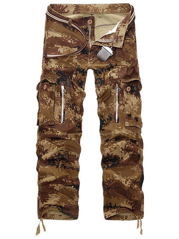 

Pockets Design Straight Leg Cargo Pants, Marpat desert
