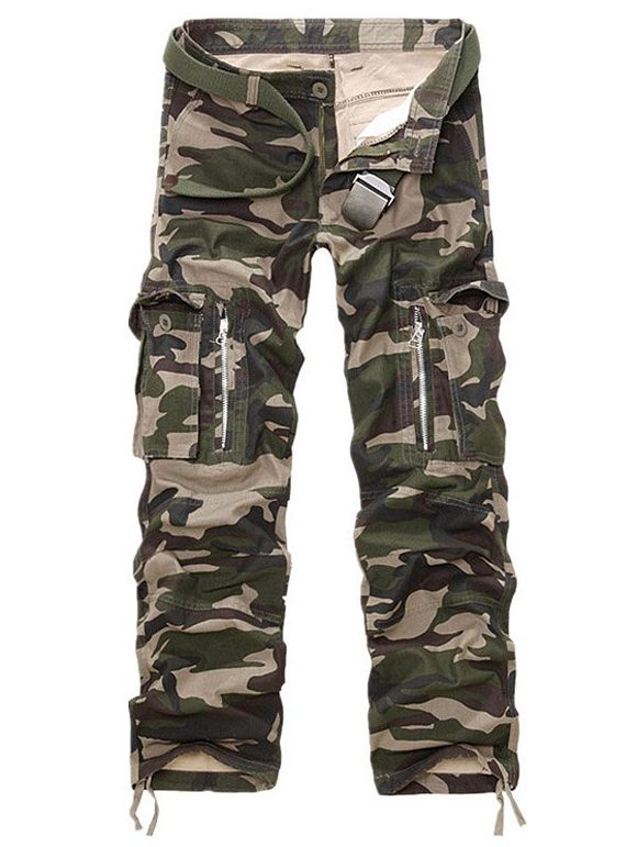 Pantalon Cargo à Jambe Large Poches Design - VERT D'ARMEE Camouflage 29