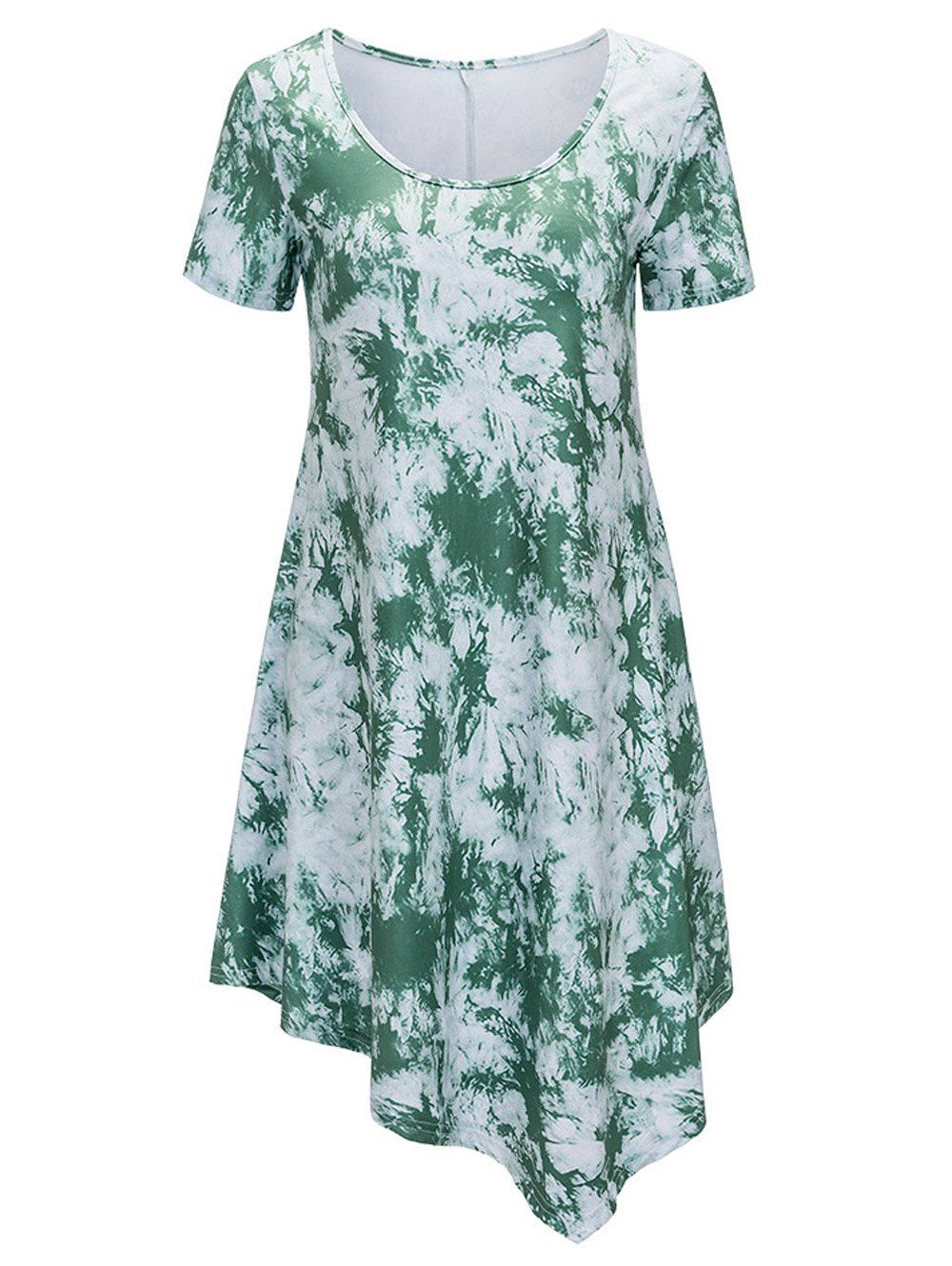 

Scoop Neck Printed Asymmetrical Dress, Green