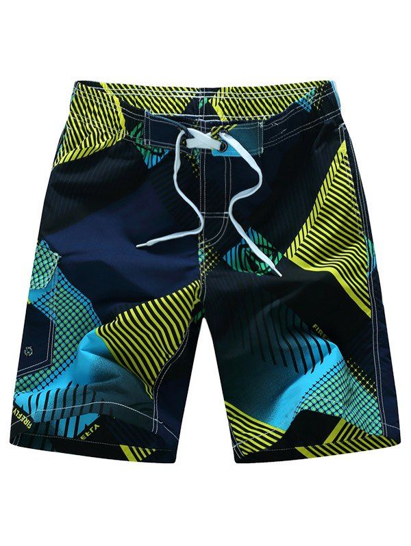

Printed Tie Front Board Shorts, Yellow