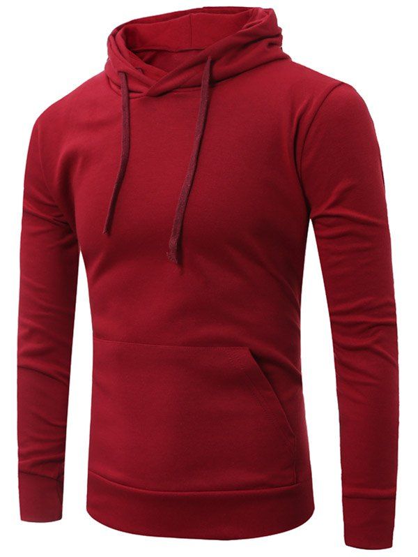 

Plain Kangaroo Pocket Hoodie, Wine red