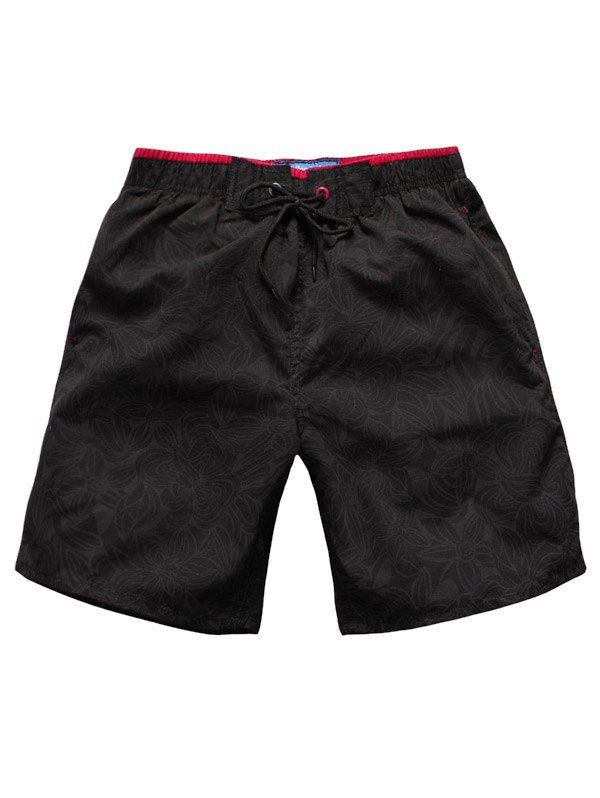 

Floral Printed Tie Front Board Shorts, Black