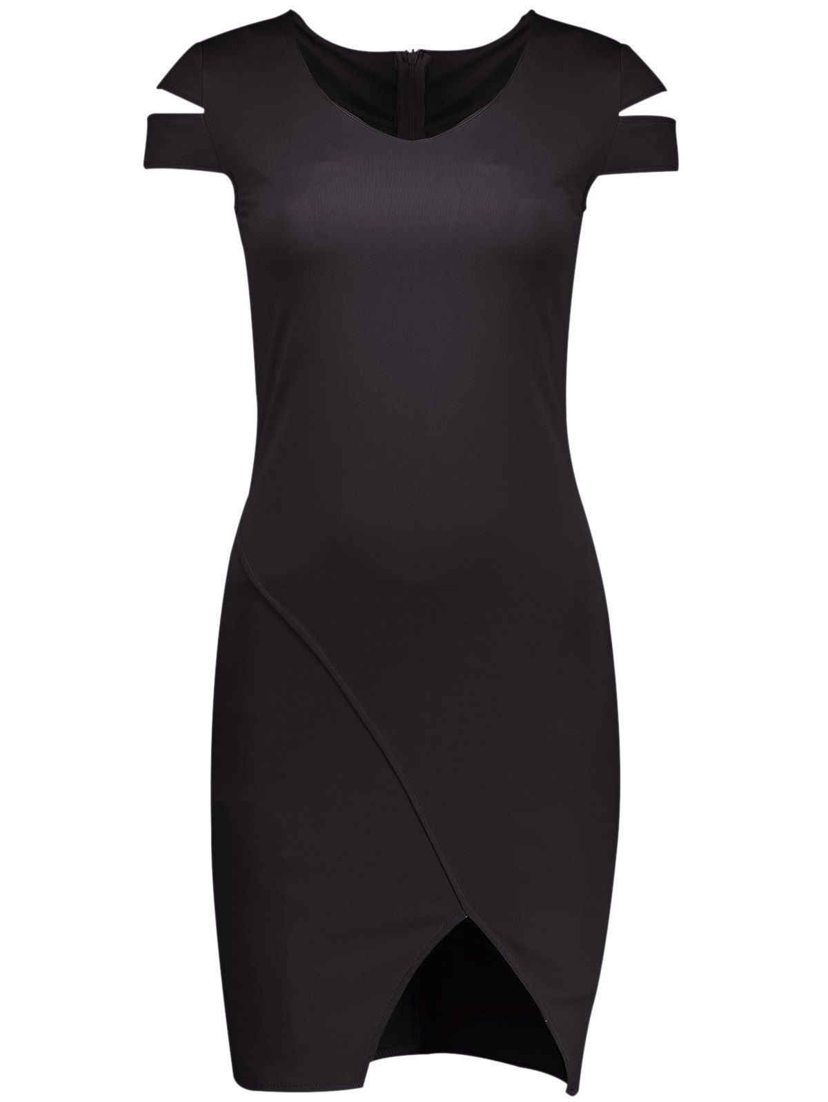 black bodycon slit dress