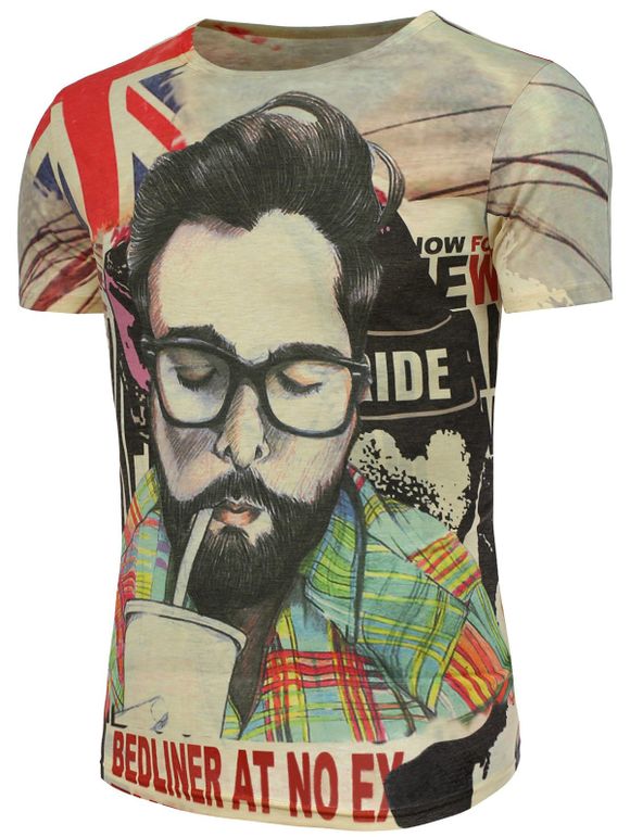 T-shirt graphique et Handsome Man Imprimer - multicolore L