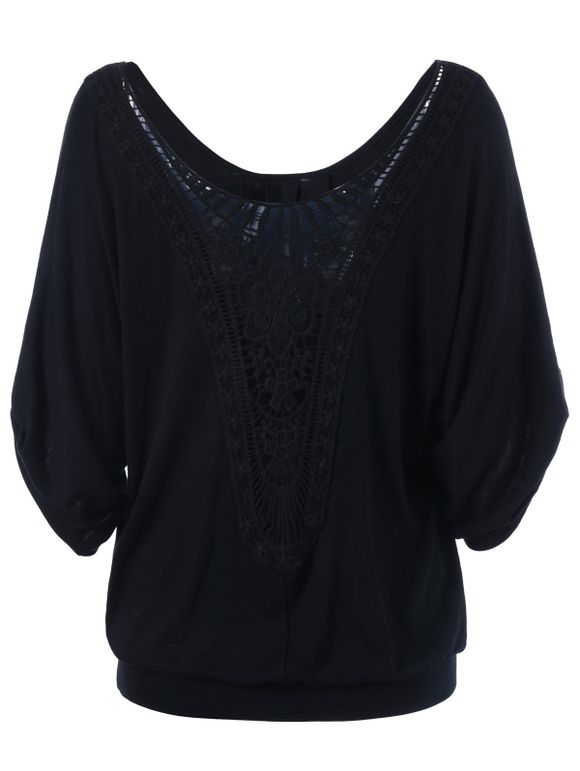 Crochet Garniture ajouré T-shirt - Noir XL