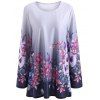 T-shirt Floral Grande Taille à Manches Longues - Floral 4XL