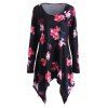 Top Tunique Floral Grande Taille - Noir 3XL