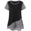 T-shirt Grande Taille Long Multi-Couches - Noir 3XL