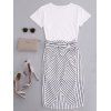 Haut Slit Striped Two Piece Dress - Blanc M