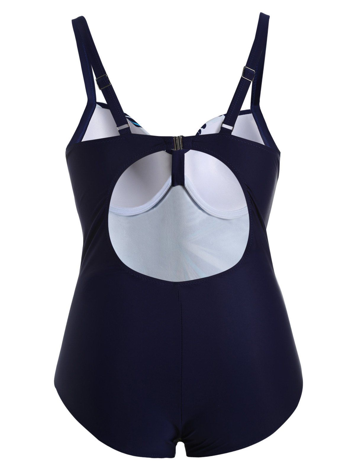 2018 Plus Size Cut Out OnePiece Swimwear BLUE XL In Plus Size Swimwear