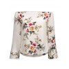 Épaule Off de Bell Sleeve Floral T-shirt imprimé - Blanc Cassé XL