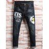 Cuffed Graphic Painted Jeans - Noir 36