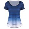 Striped Ombre Curved T-shirt - Bleu XL