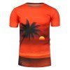 T-shirt Hawaiien Imprimé Coucher de Soleil de Plage - multicolore 3XL