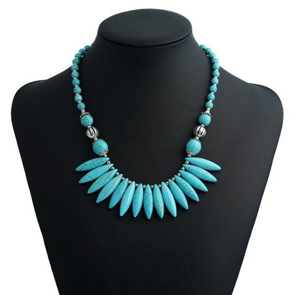 

Artificial Turquoise Bohemian Beaded Necklace, Turquoise blue