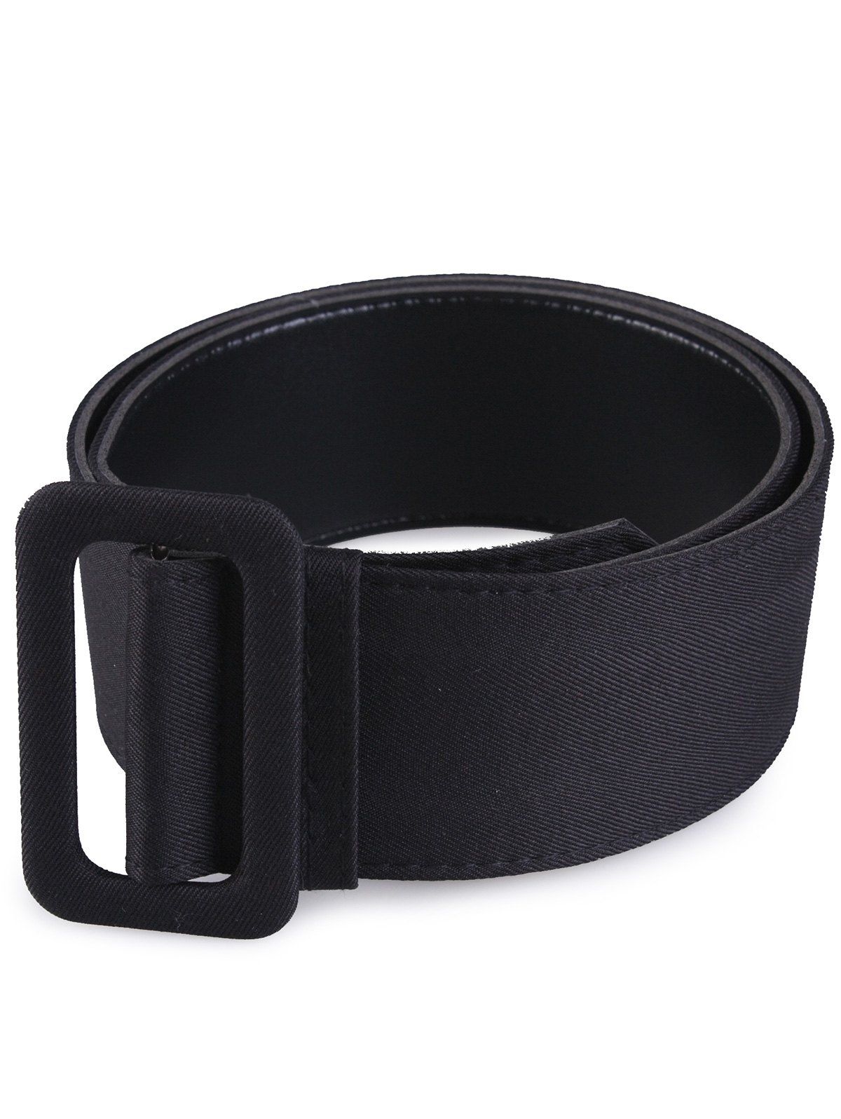 2018 Fabric Panel Adjustable Extra Wide PU Leather Belt BLACK In Belts