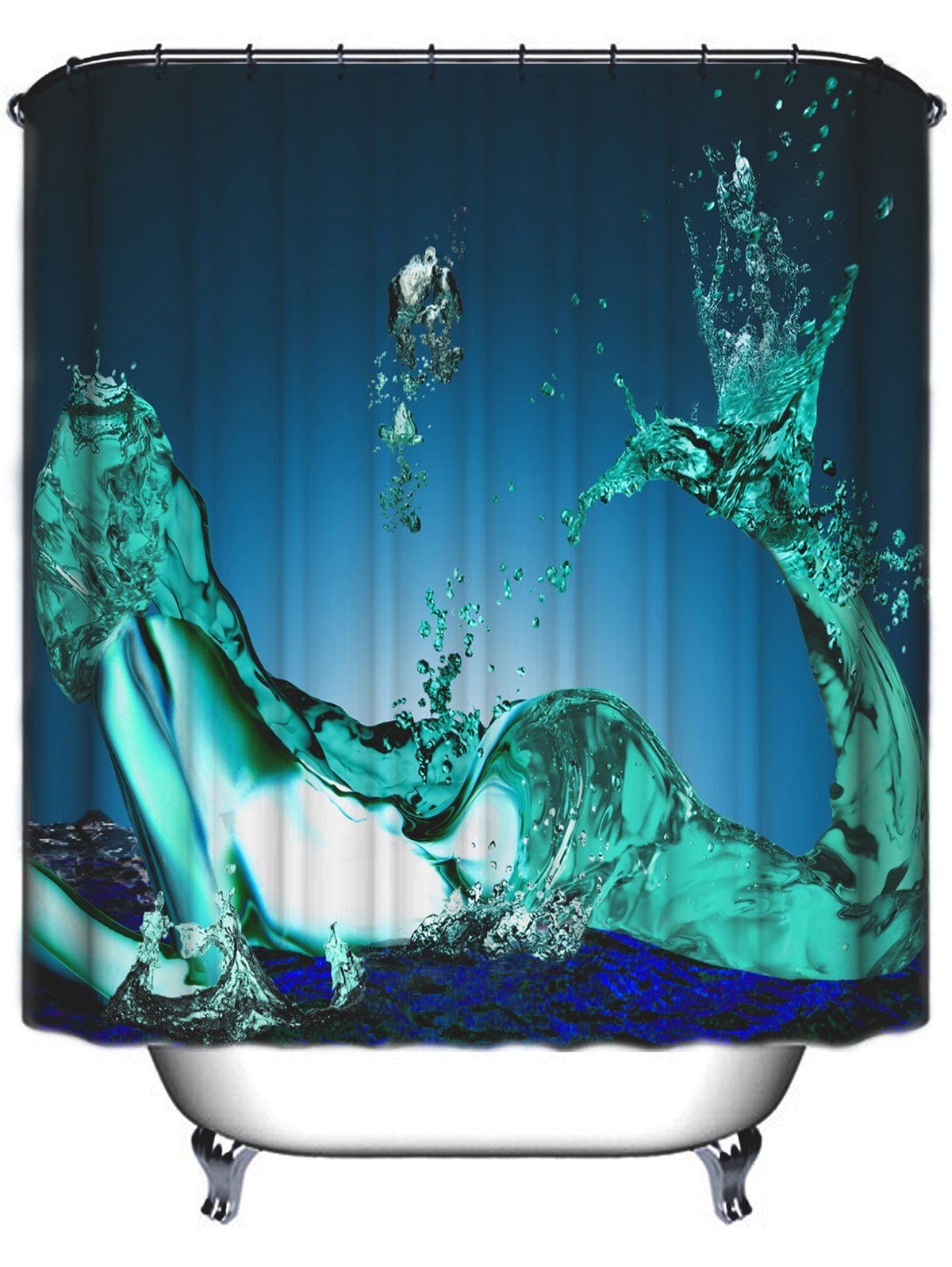 2018 Mermaid Water Drop Waterproof Shower Curtain BLUE CM In Shower