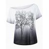 Arbre de collier Skew Imprimer T-shirt Ombre - Blanc et Noir XL