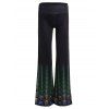 Pantalon Imprimé à Jambe Large Taille Haute - Noir 2XL
