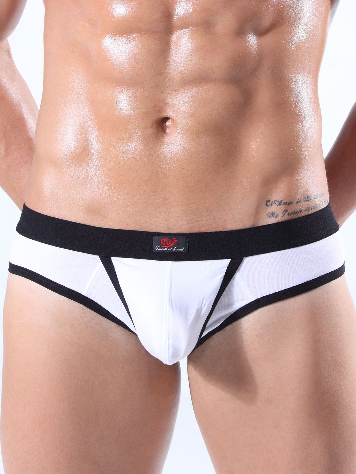 

U Convex Pouch Elastic Waist Band T Back, White