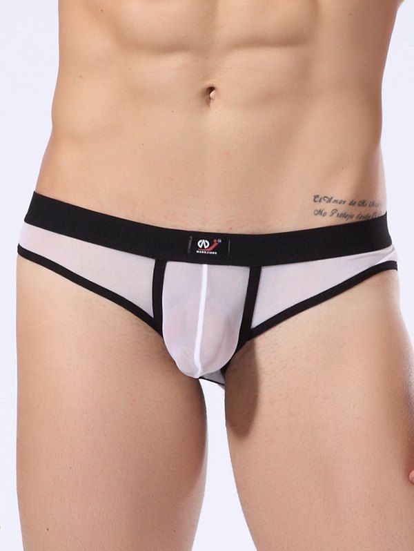 

Pouch Design Voile Panel Design T-Back, White