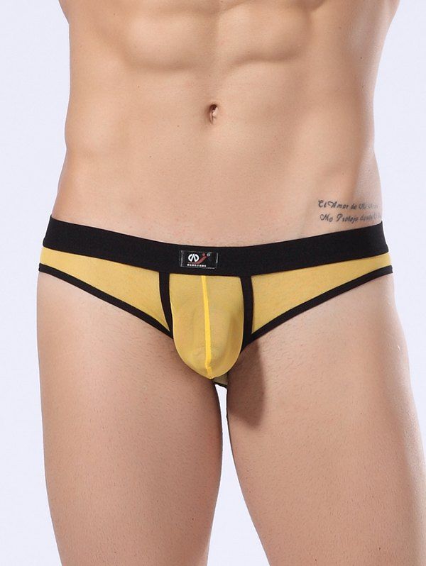 

Pouch Design Voile Panel Design T-Back, Yellow