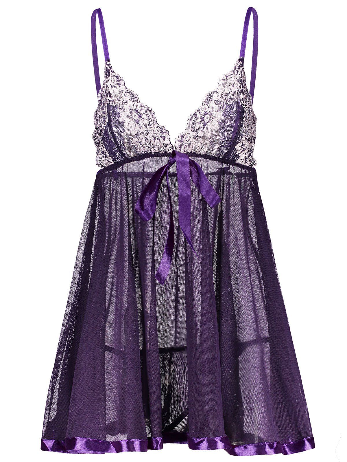 

Lace Insert Cami See Thru Babydoll, Concord