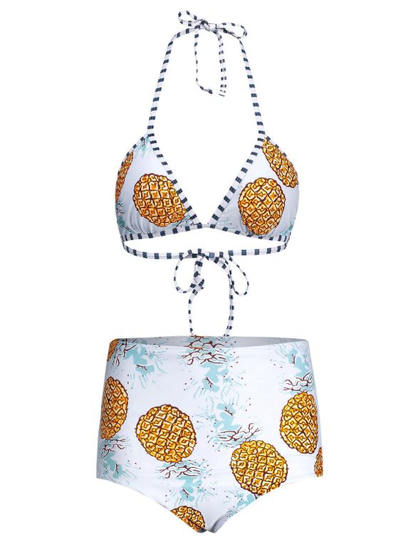 Ananas Imprimer taille haute Halter Bikini - multicolore S