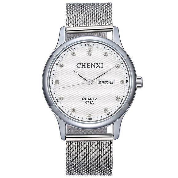 Chenxi Mesh Steel Band Watch Date - Blanc 