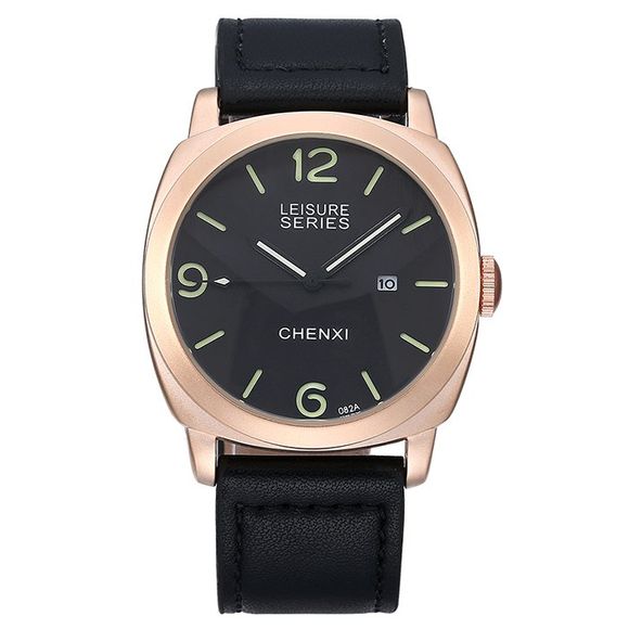 Chenxi Faux cuir Strap Watch Date - Noir 