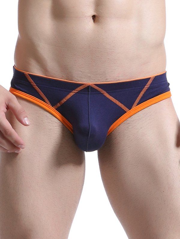 

Suture Design Elastic Waist Convex Pouch Briefs, Sapphire blue