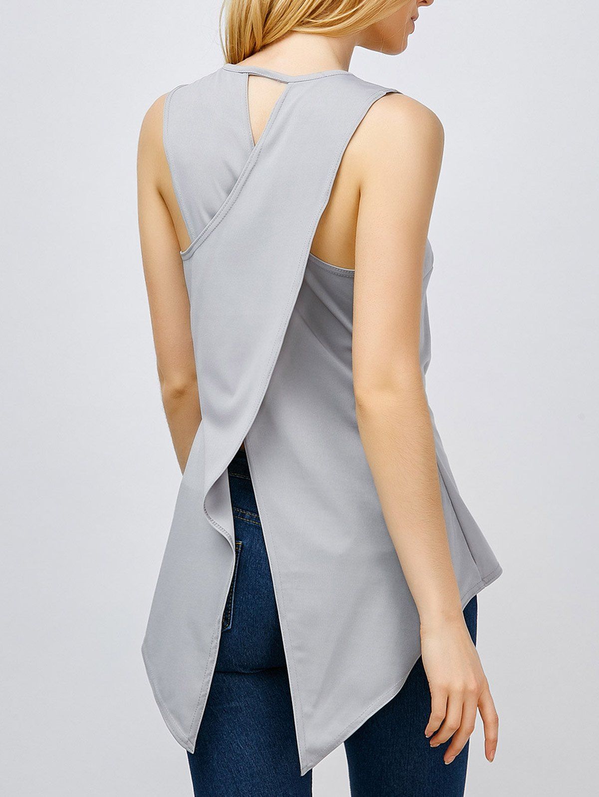 

Asymmetrical Sleeveless Top, Gray