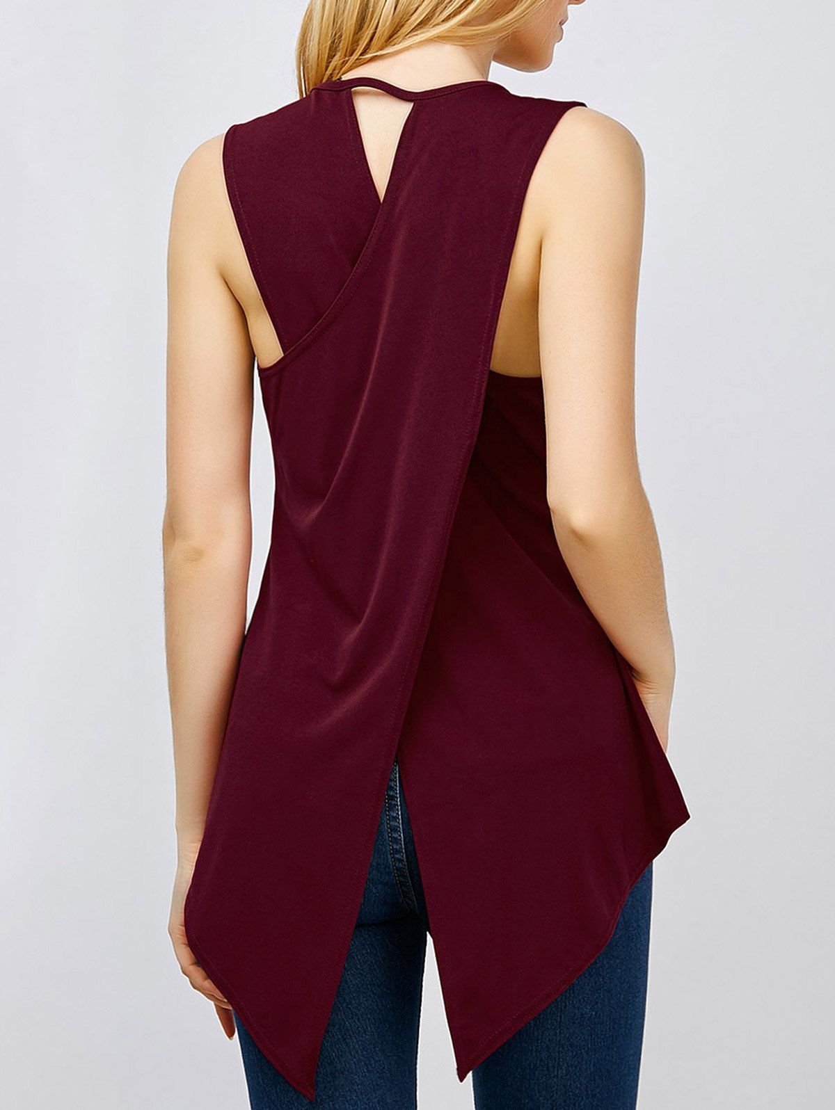 

Asymmetrical Sleeveless Top, Wine red