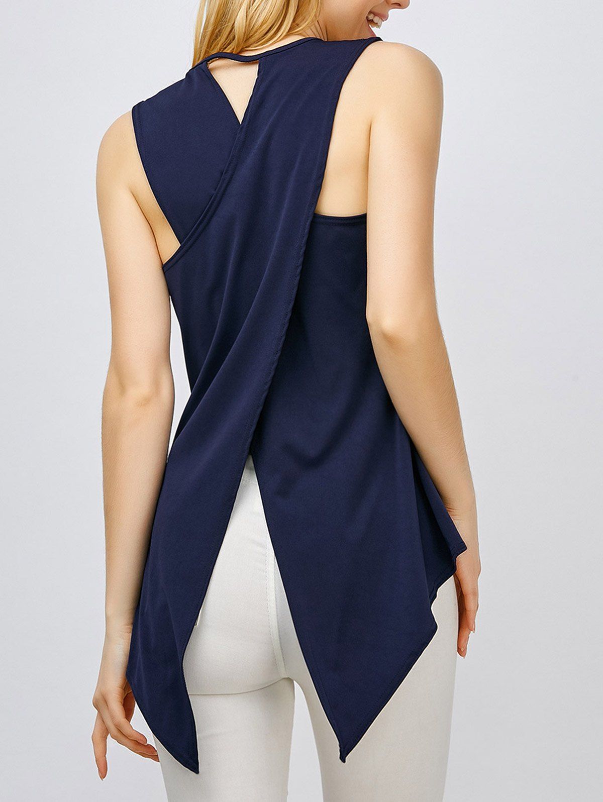 

Asymmetrical Sleeveless Top, Purplish blue