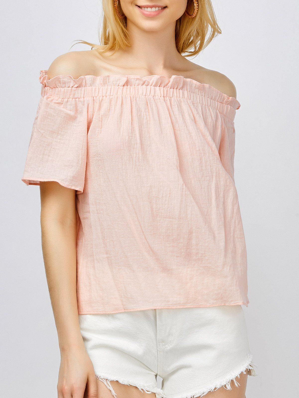 

Short Sleeves Off The Shoulder Top, Orangepink