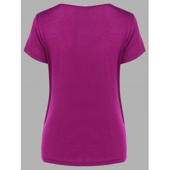 Colorblock Panel Twist T-Shirt, PURPLISH RED, XL in Tees & T-Shirts ...