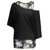 [41% OFF] 2021 Dolman Sleeve Floral Plus Size Top In BLACK | DressLily