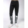 Zipper Agrémentée Distressed Painted Jeans - Noir 28