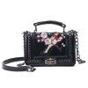 Embroidered Chains Cross Body Bag - BLACK 