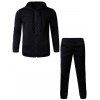 3D géométrique Emboss Hoodie et pantalon Zip Up Twinset - Noir L